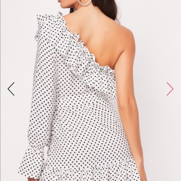 Polka Dot One Shoulder Mini dress - Picture 3 of 4